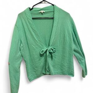 Escada Green Cashmere Tie and Snap Front Cardigan  Knitwear